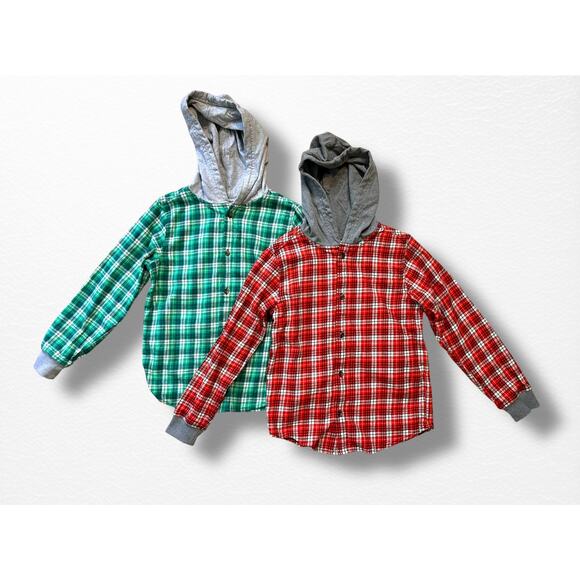 Bundle of Hanna Andersson Hooded Flannel Shackets, Size 8 - Picture 5 of 8